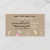 アイボリー調理師シェフ水彩ベーキング器具ベーカリー 名刺 (裏面)