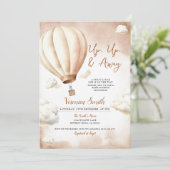 アイボリー赤ちゃんシャワー熱気球アップ遠くにと 招待状 (スタンド正面)