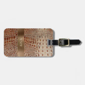 アイボリー赤爬虫類皮革銅金属モノグラム ラゲッジタグ (正面横)