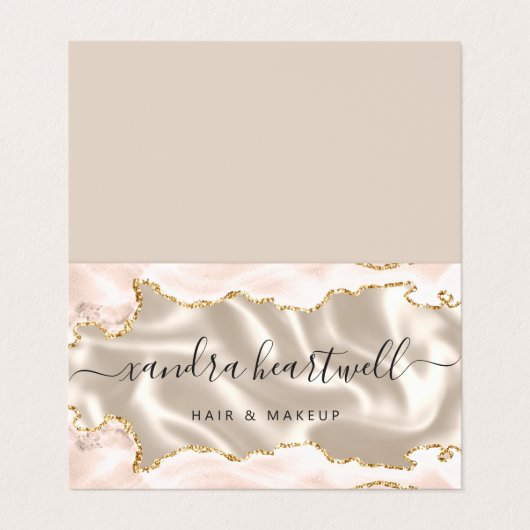 アイボリー赤面アゲート金ゴールドグリッターラグジュアリー 名刺 (外部フラット)