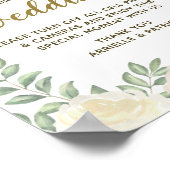 アイボリー赤面シャンパンアンプラグド結婚のサイン ポスター (角)