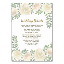 アイボリー赤面シャンパン結婚フローラの挿入カード