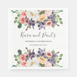 アイボリー赤面パープルピーチフローラグリーナリー結婚ズ スタンダードランチョンナプキン