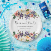 アイボリー赤面パープルピーチフローラグリ結婚ーネリーズ ペーパープレート (パーティー)