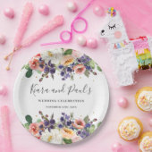 アイボリー赤面パープルピーチフローラグリ結婚ーネリーズ ペーパープレート (パーティー)