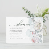 アイボリー赤面ピンクコテージフラワーシャワー 招待状 (スタンド正面)