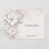アイボリー赤面ピンクフローラサンキューカード サンキューカード (正面/裏面)