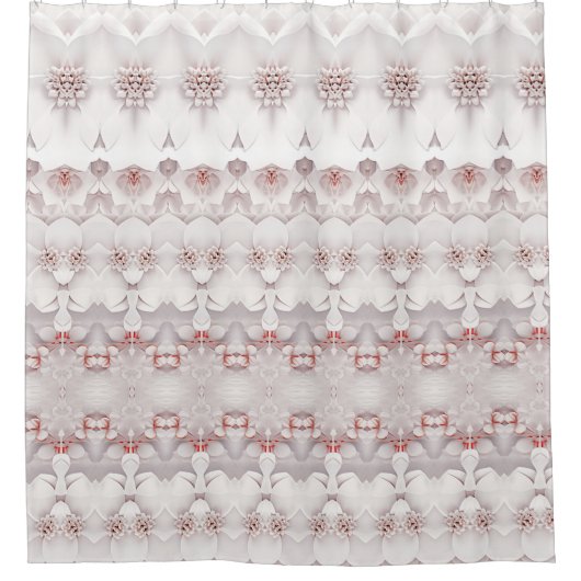 アイボリー赤面ピンクフローラシャワーカーテン シャワーカーテン (正面)