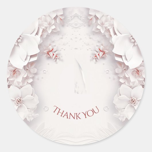 アイボリー赤面ピンクフローラシール ラウンドシール (正面)