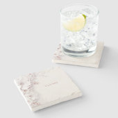 アイボリー赤面ピンクフローラストーンコースター ストーンコースター (横)