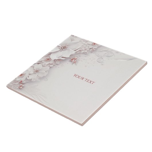 アイボリー赤面ピンクフローラセラミックタイル タイル (側面)