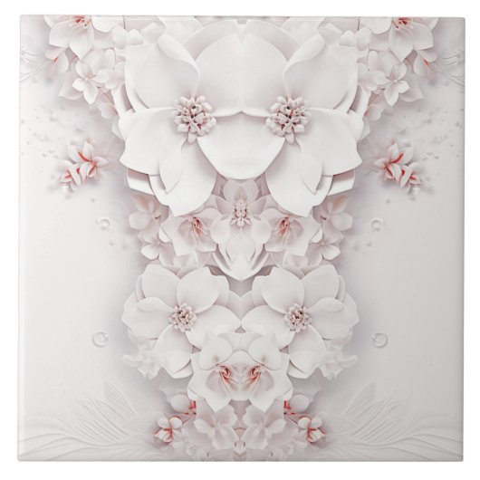 アイボリー赤面ピンクフローラセラミックタイル タイル (正面)