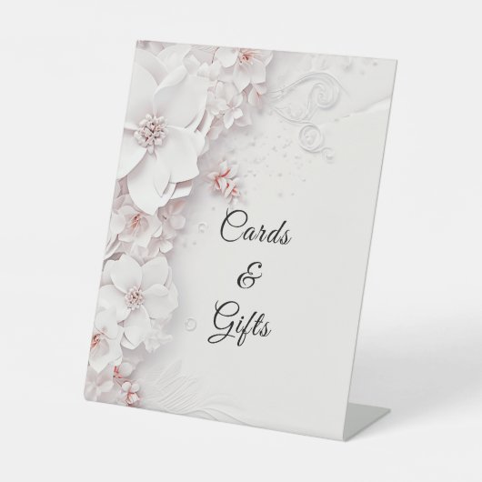 アイボリー赤面ピンクフローラテーブルトップシンボルや象徴 台座サイン (正面)