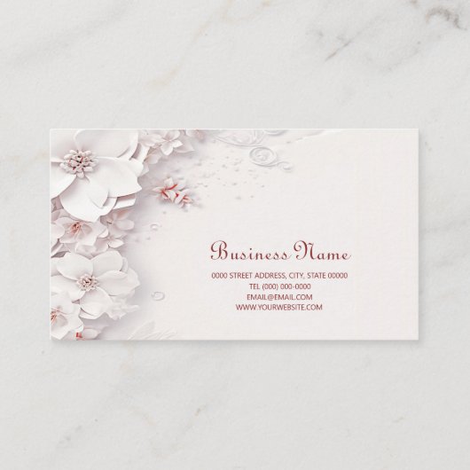 アイボリー赤面ピンクフローラ名刺 名刺 (裏面)