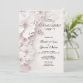 アイボリー赤面ピンクフローラ婚約 招待状 (スタンド正面)