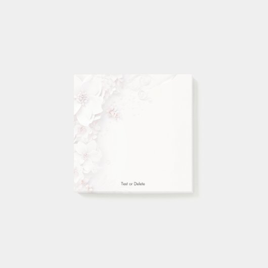 アイボリー赤面ピンクフローラ投稿itメモ ポストイット (正面)