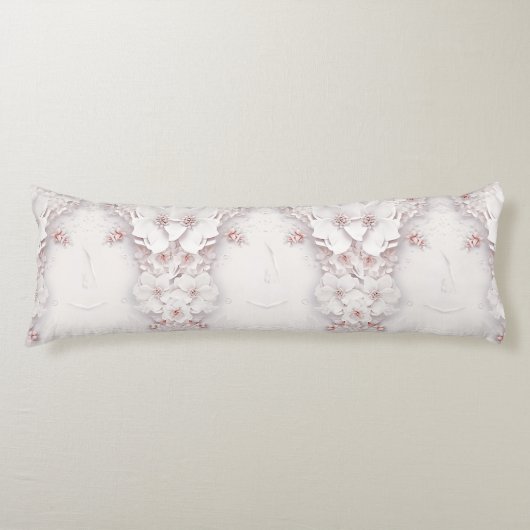 アイボリー赤面ピンクフローラ抱き枕 ボディピロー (正面)