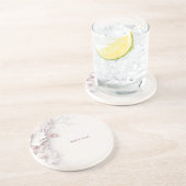 アイボリー赤面ピンクフローラ砂岩コースター コースター (側面)