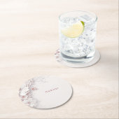 アイボリー赤面ピンクフローラ紙コースター ラウンドペーパーコースター (インサイチュ)