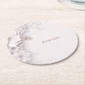 アイボリー赤面ピンクフローラ紙コースター ラウンドペーパーコースター (アングル)