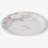 アイボリー赤面ピンクフローラ紙プレート ペーパープレート (アングル)