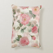 アイボリー赤面ピンクローズフローラ アクセントクッション (裏面(縦))