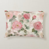 アイボリー赤面ピンクローズフローラ アクセントクッション (裏面)