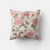 アイボリー赤面ピンクローズフローラ クッション (裏面)