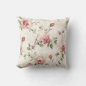 アイボリー赤面ピンクローズフローラ クッション (正面)