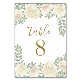 アイボリー赤面ピンク結婚フローラの表番号カード テーブルナンバー