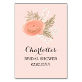 アイボリー赤面金ゴールドフローラブライダルシャワービンゴカード テーブルナンバー (正面)