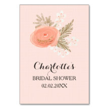 アイボリー赤面金ゴールドフローラブライダルシャワービンゴカード