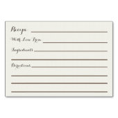 アイボリー赤面金ゴールドフローラブライダルシャワーレシピカード テーブルナンバー (裏面)