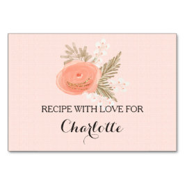 アイボリー赤面金ゴールドフローラブライダルシャワーレシピカード テーブルナンバー