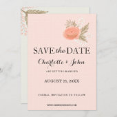 アイボリー赤面金ゴールドフローラ保存日付 セーブザデート (正面/裏面)