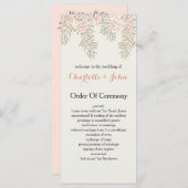 アイボリー赤面金ゴールドフローラ結婚式プログラム プログラム (正面/裏面)