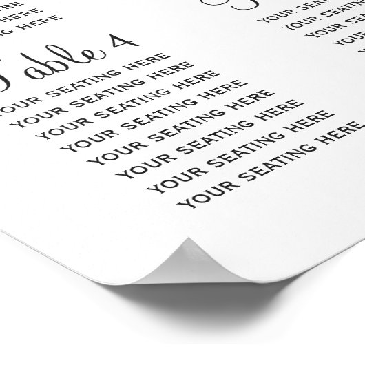 アイボリー赤面金ゴールド結婚フローラのシーティングプラン ポスター (角)