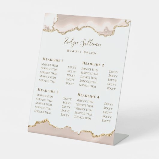 アイボリー赤面集計美しいサロン価格表 台座サイン