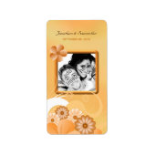 アイボリー金ゴールドと桃のフローラの結婚写真のお気に入り ラベル (正面)