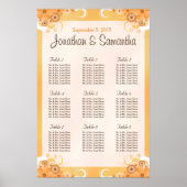 アイボリー金ゴールドと桃フローラ表の座席表 ポスター (正面)