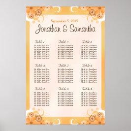 アイボリー金ゴールドと桃フローラ表の座席表 ポスター