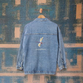 アイボリー金ゴールドと紫トンボとモノグラム名 デニムジャケット