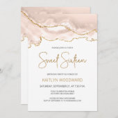 アイボリー金ゴールドアガテスウィート16バースデーパーティー 招待状 (正面/裏面)