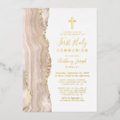 アイボリー金ゴールドアゲート最初の聖餐式 箔招待状 (正面)