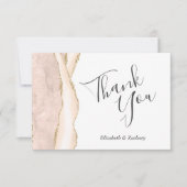 アイボリー金ゴールドアゲ結婚ートのフラットサンキュー カード (正面)