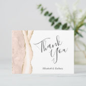 アイボリー金ゴールドアゲ結婚ートのフラットサンキュー カード (スタンド正面)