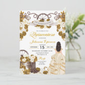 アイボリー金ゴールドウエスタンランチェロ女性のカーボーイキンセアニェラ 招待状 (スタンド正面)