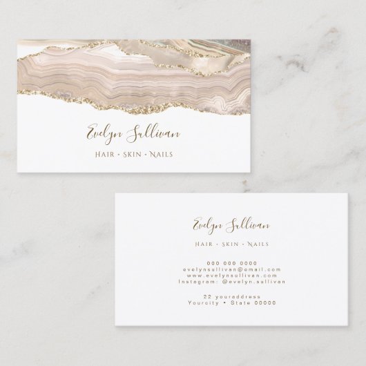 アイボリー金ゴールドエージェントの名刺 名刺 (正面/裏面)