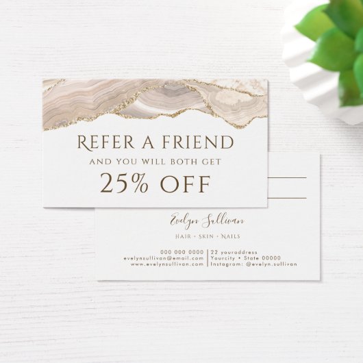 アイボリー金ゴールドエージェント紹介カード (デスク)