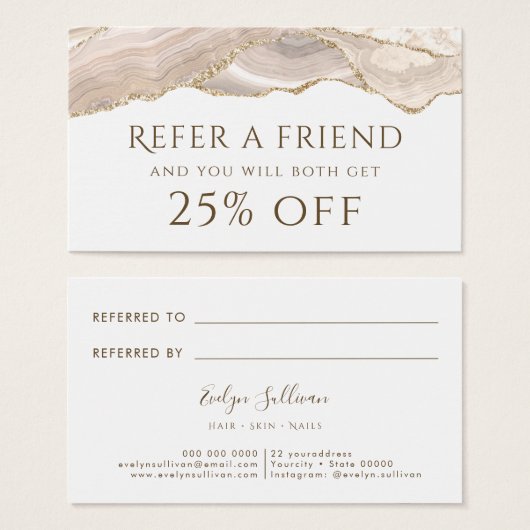 アイボリー金ゴールドエージェント紹介カード (正面&裏面)